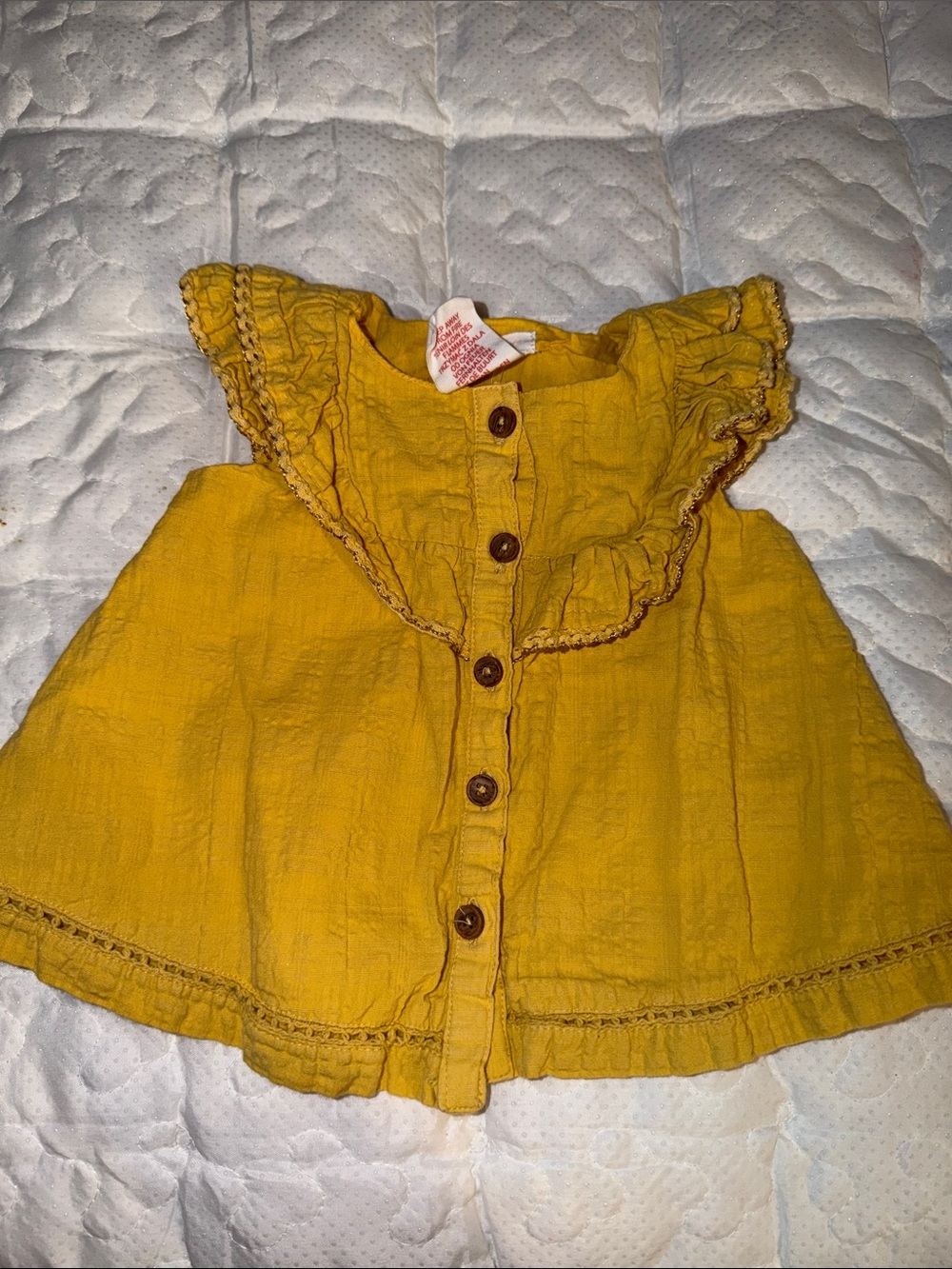 Shabby Chic Yellow Baby Top with Button Front